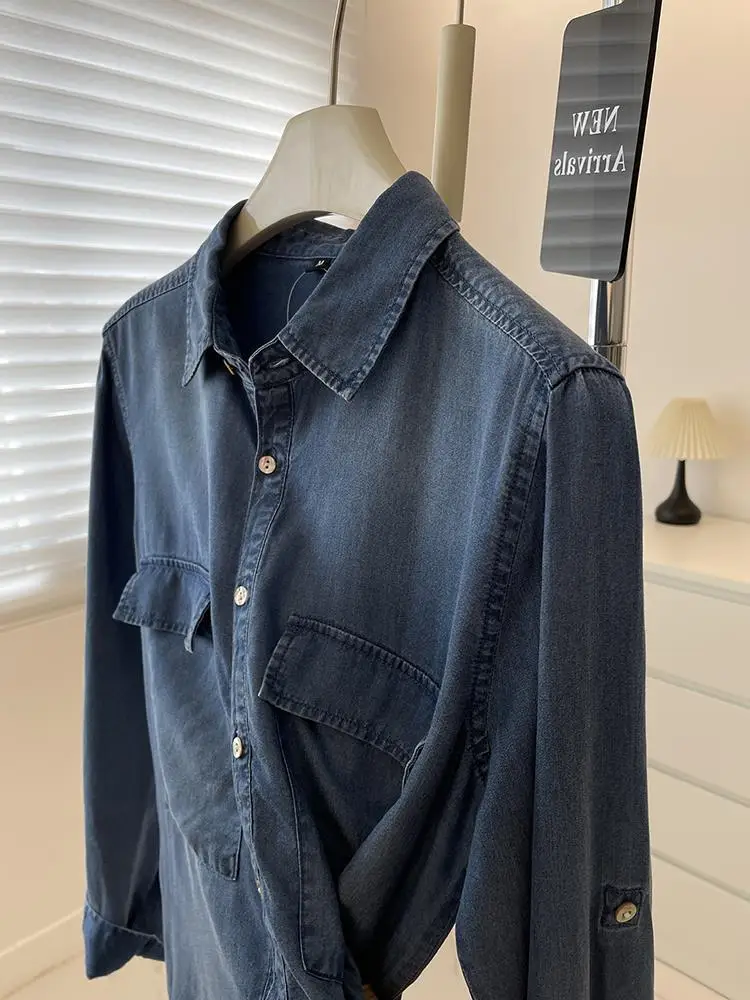 Vintage Denim Shirt Women Slim Fit Spring Autumn — feature 7