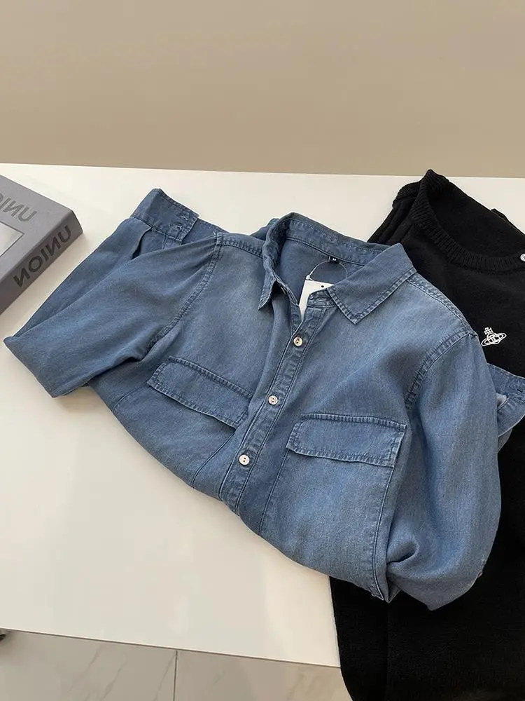Vintage Denim Shirt Women Slim Fit Spring Autumn — feature 9