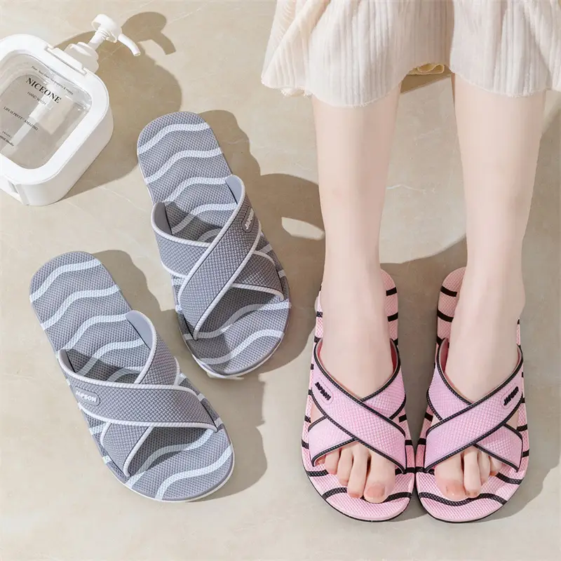 Household slippers women's plus size non-slip massage one-word slippers men's thick bottom wear-resistant bath sandals summer factory direct sales - Image 17