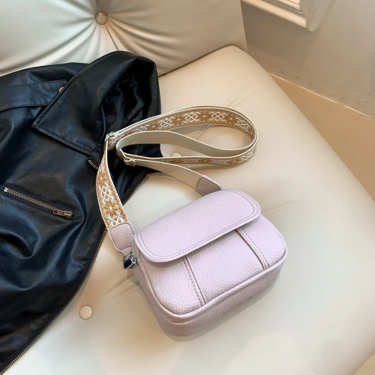 Pink Crossbody Bag for Women with Adjustable Strap - Image 5