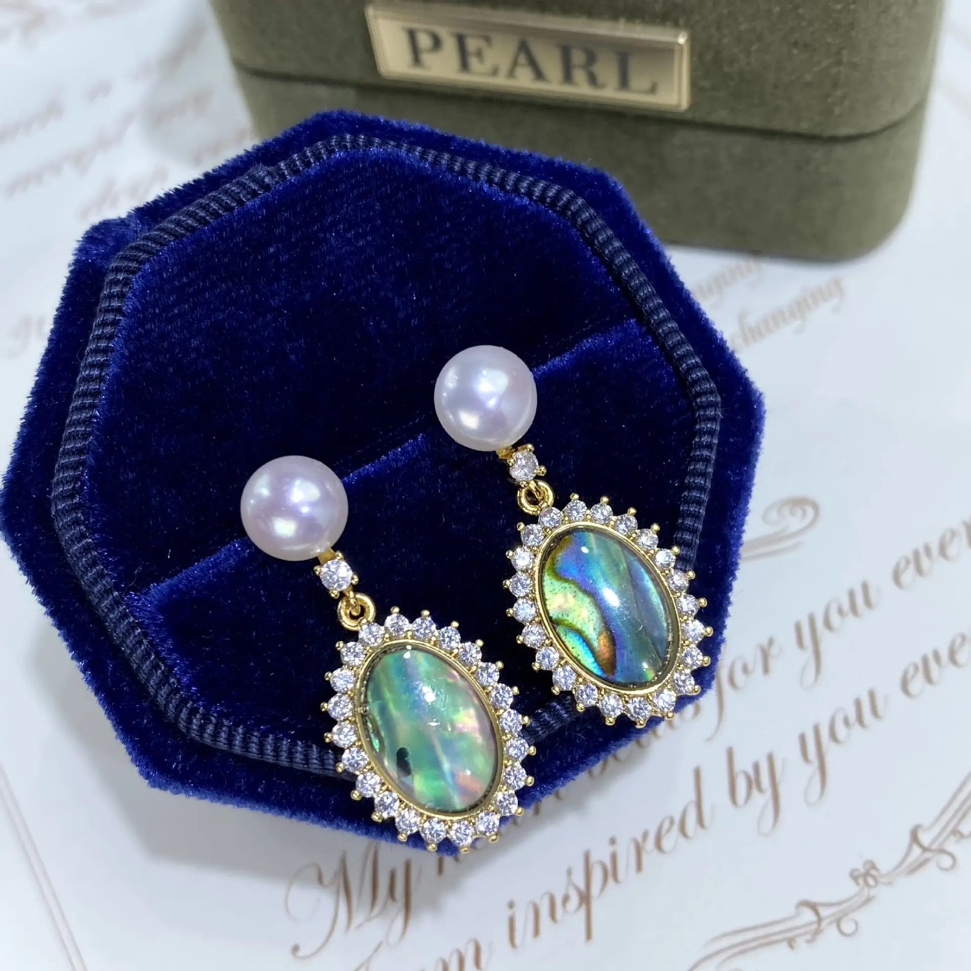 Natural Freshwater Abalone Pearl Earrings Gold Plated - Image 7