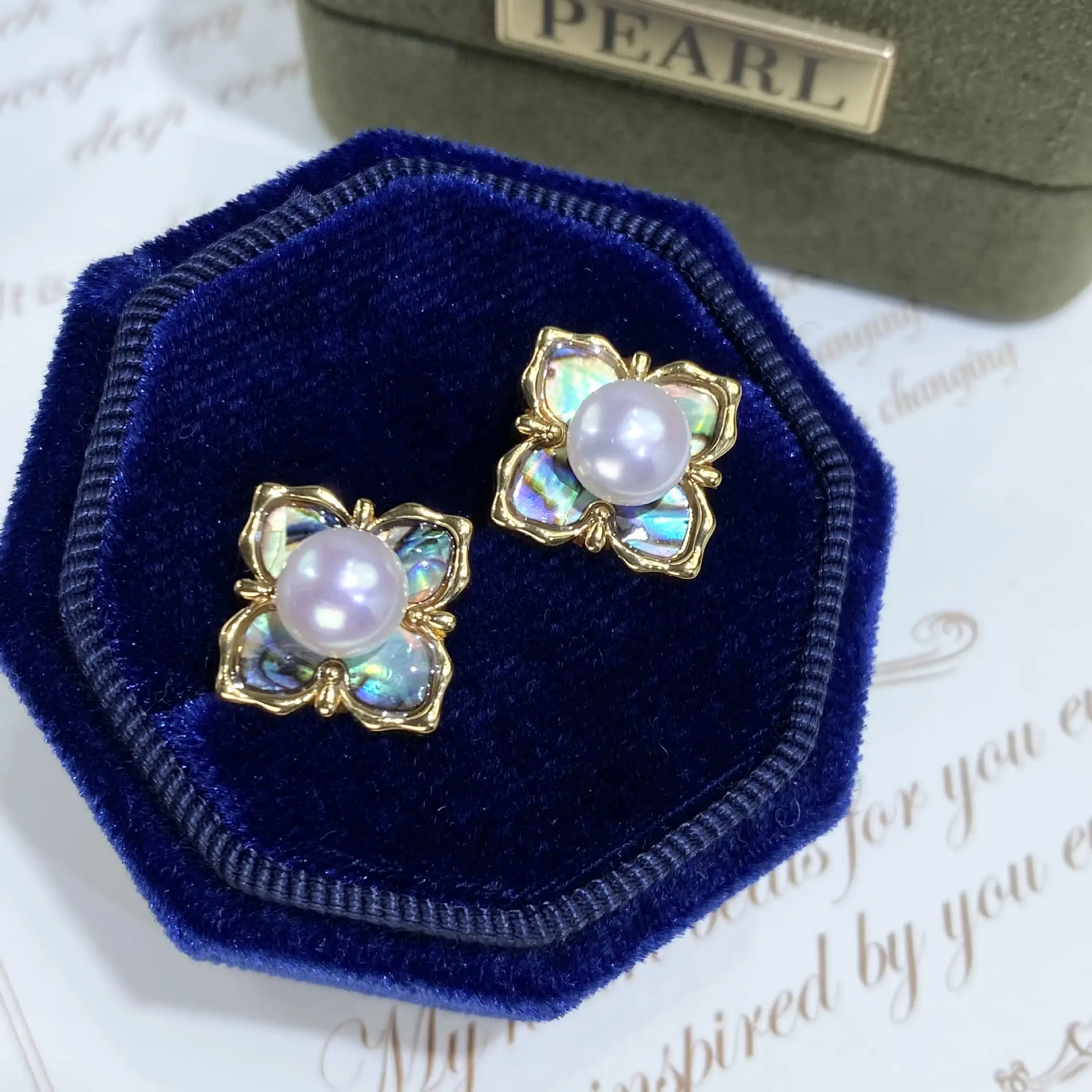 Natural Freshwater Abalone Pearl Earrings Gold Plated - Image 8