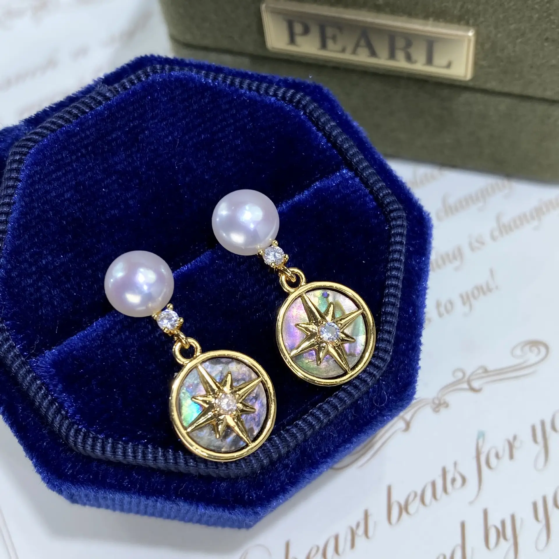 Natural Freshwater Abalone Pearl Earrings Gold Plated - Image 9