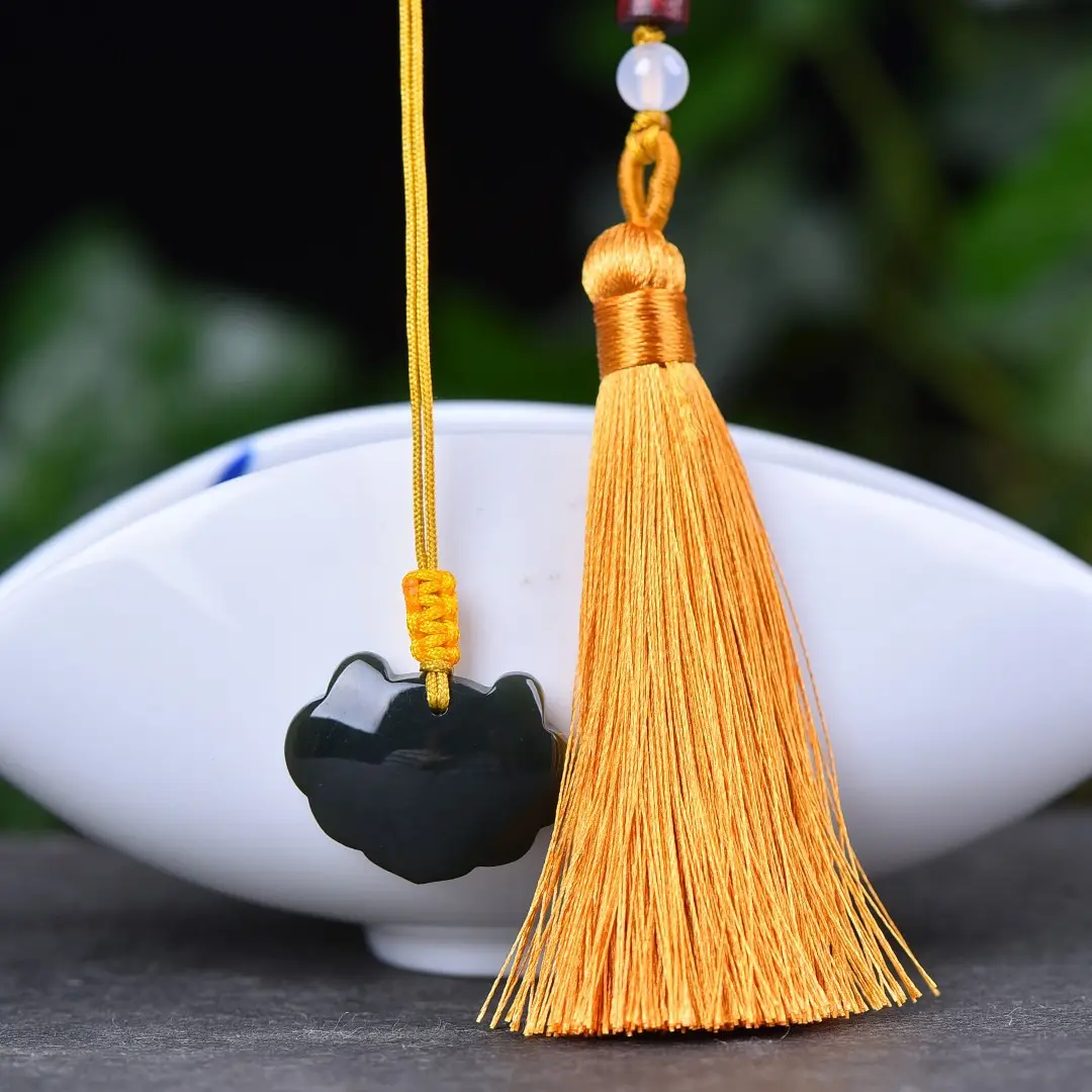 Hetian Jade Ruyi Lock Bookmark with Tassel - Image 3