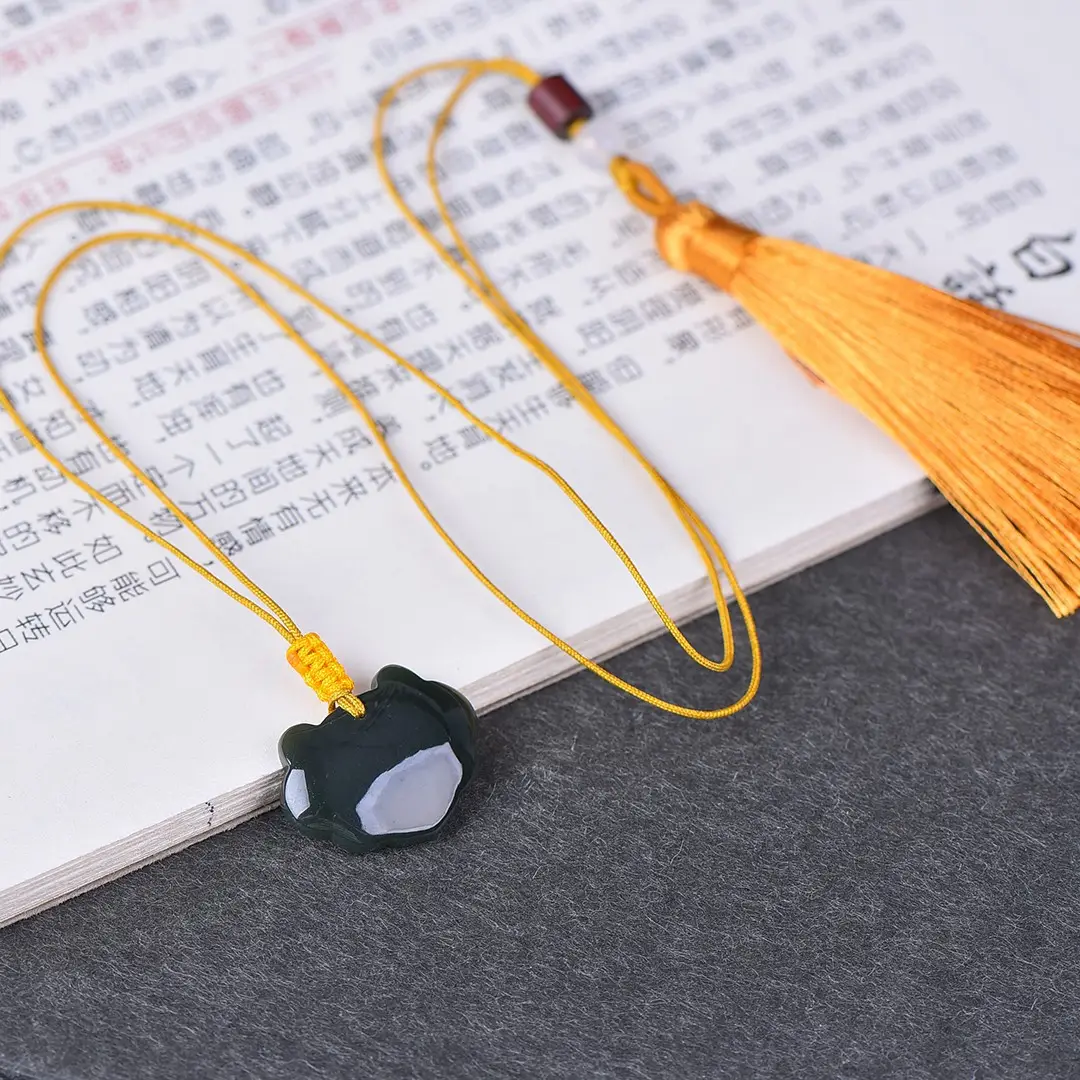 Hetian Jade Ruyi Lock Bookmark with Tassel - Image 4