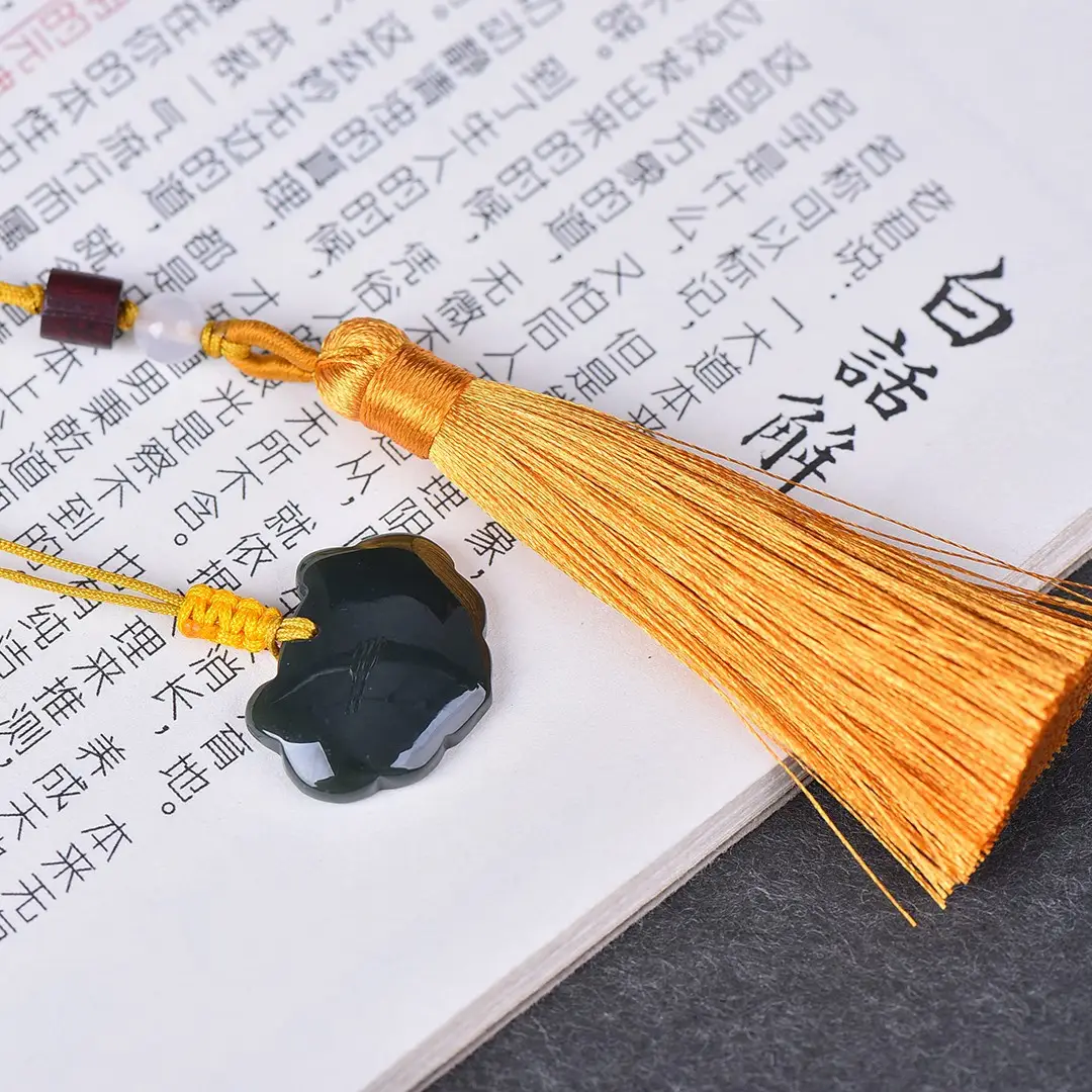 Hetian Jade Ruyi Lock Bookmark with Tassel — feature 7