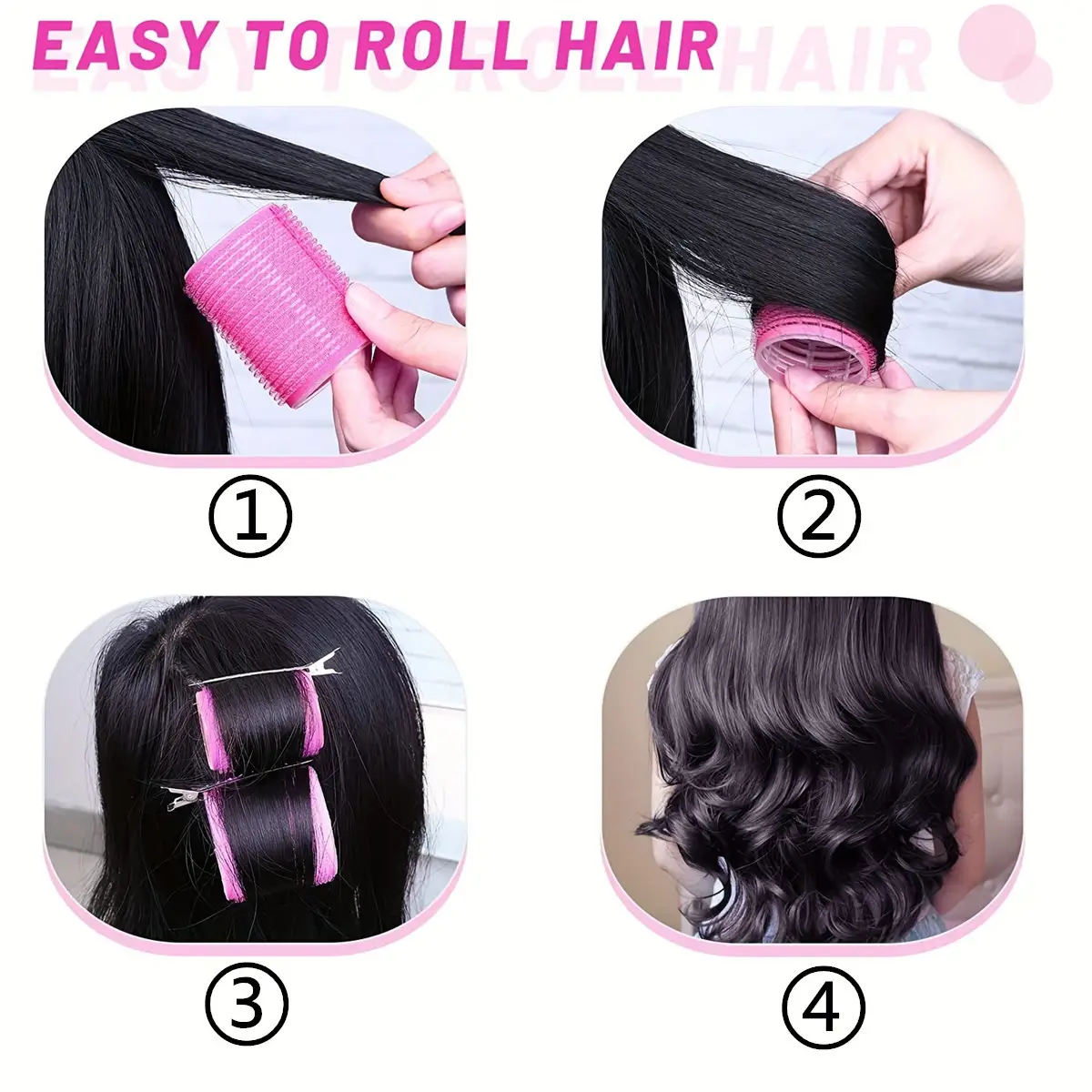 Pink Plastic Curling Iron Clips Set for Hair Salon Magic Curl - Image 10