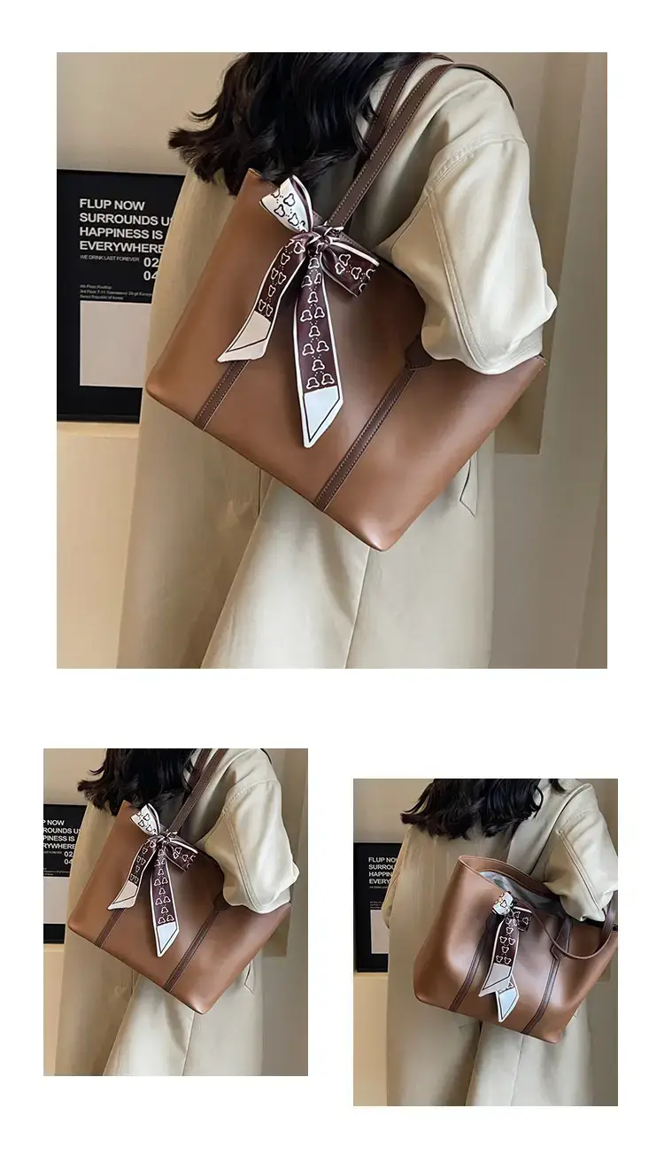 Brown Leather Women's Tote Bag with Bow 2023 — feature 13
