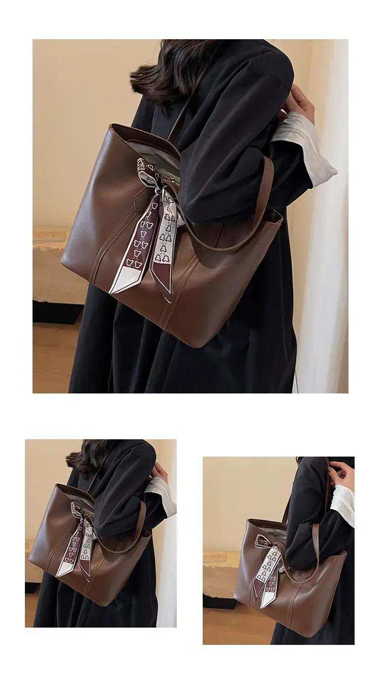 Brown Leather Women's Tote Bag with Bow 2023 — feature 15