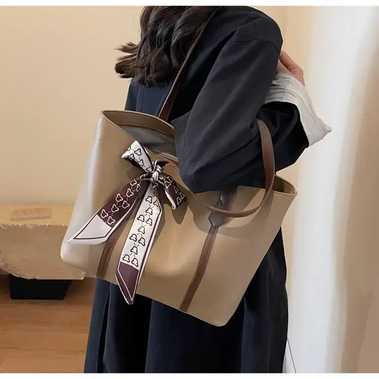 Brown Leather Women's Tote Bag with Bow 2023 — feature 18