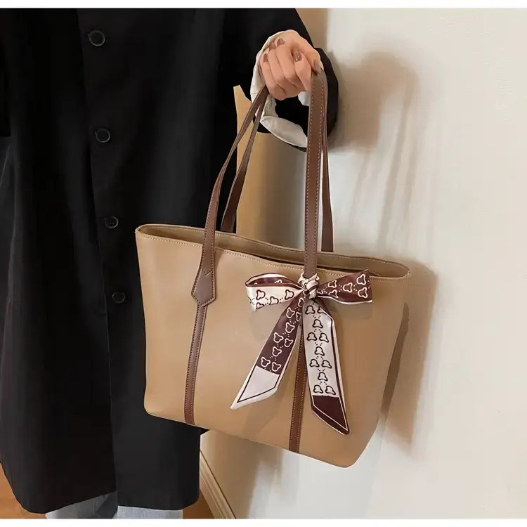 Brown Leather Women's Tote Bag with Bow 2023 — feature 20