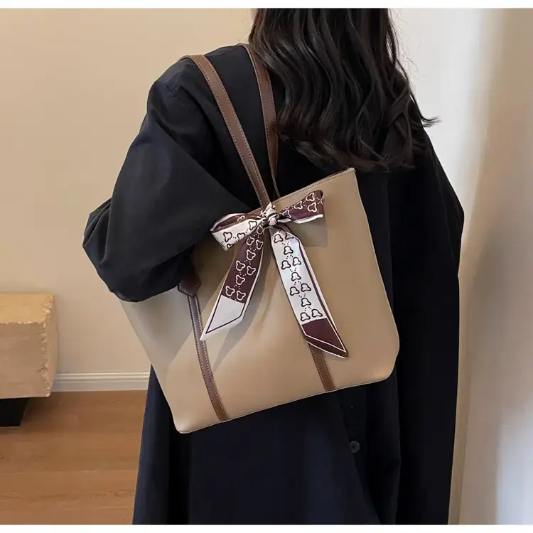 Brown Leather Women's Tote Bag with Bow 2023 — feature 21