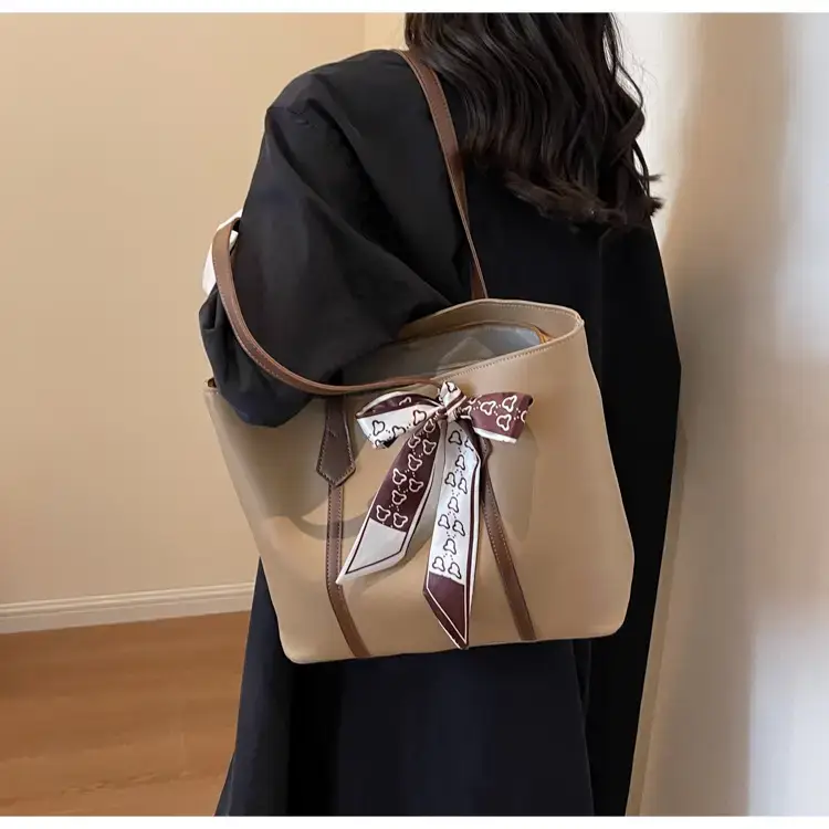 Brown Leather Women's Tote Bag with Bow 2023 — feature 22