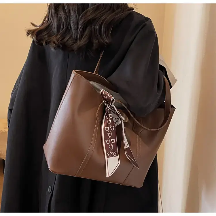 Brown Leather Women's Tote Bag with Bow 2023 — feature 26