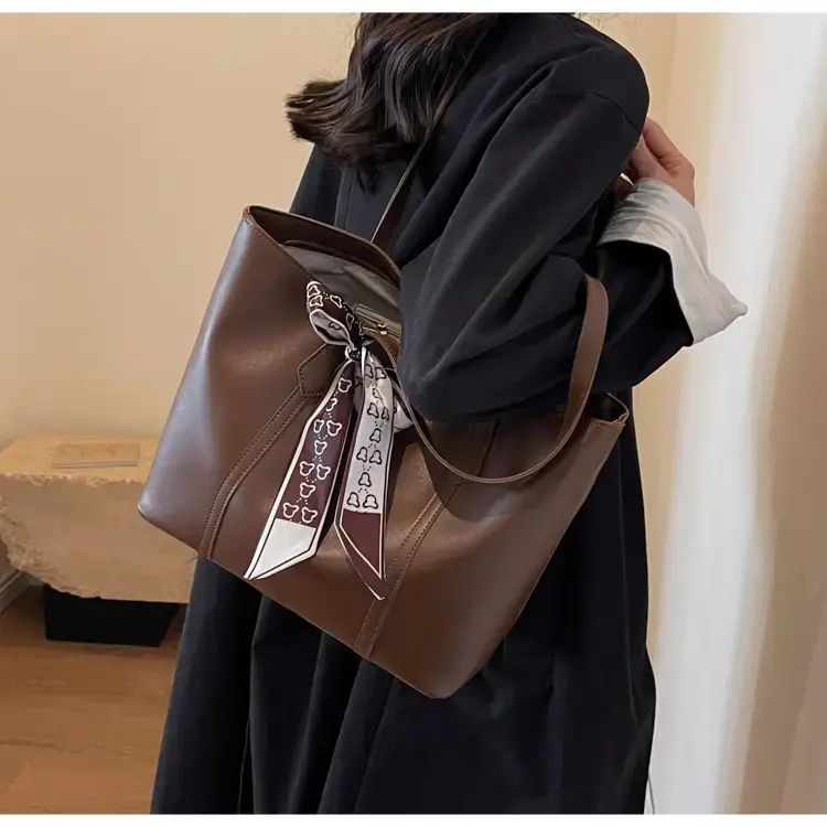 Brown Leather Women's Tote Bag with Bow 2023 — feature 27