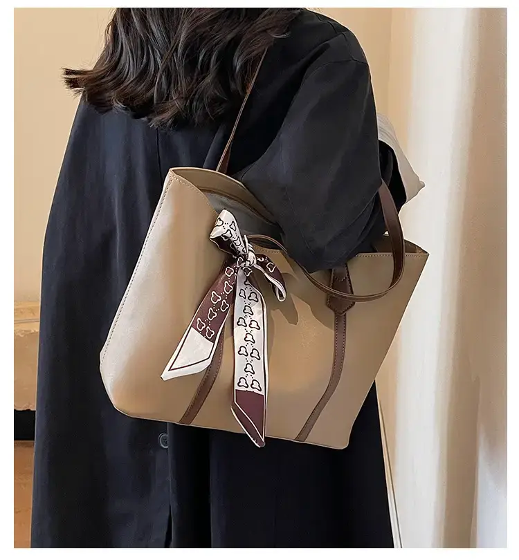 Brown Leather Women's Tote Bag with Bow 2023 — feature 3