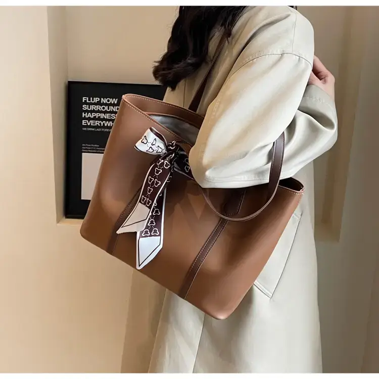 Brown Leather Women's Tote Bag with Bow 2023 — feature 38