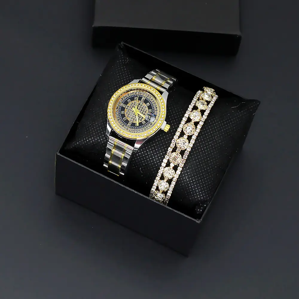 Women's Full Diamond Wristwatch with Gold Dial — feature 4