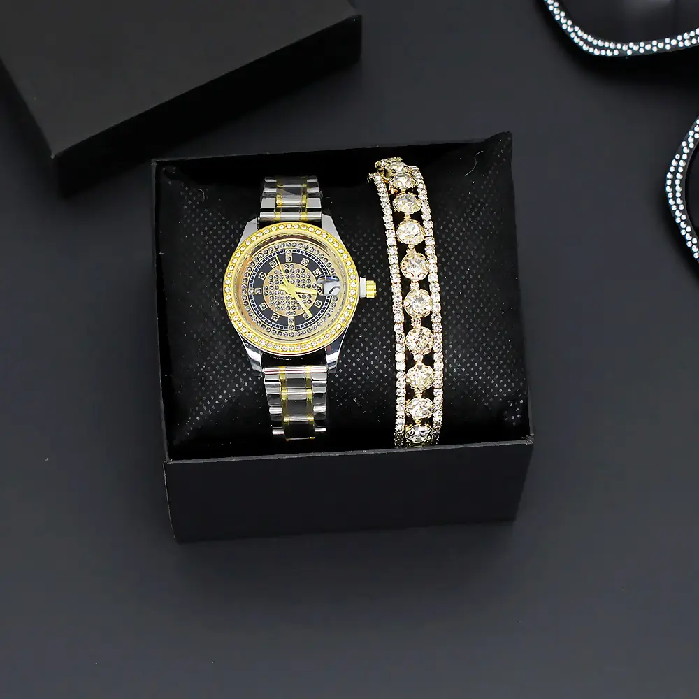 Women's Full Diamond Wristwatch with Gold Dial — feature 5