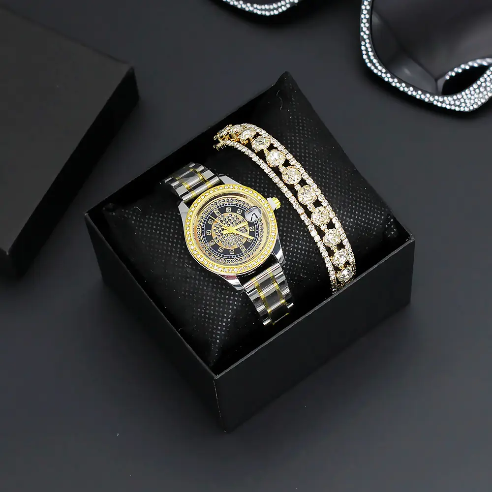 Women's Full Diamond Wristwatch with Gold Dial — feature 7