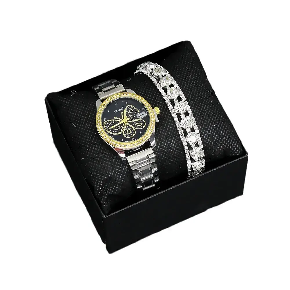 Women's Butterfly Watch with Gold Dial & Silver Band - Image 8