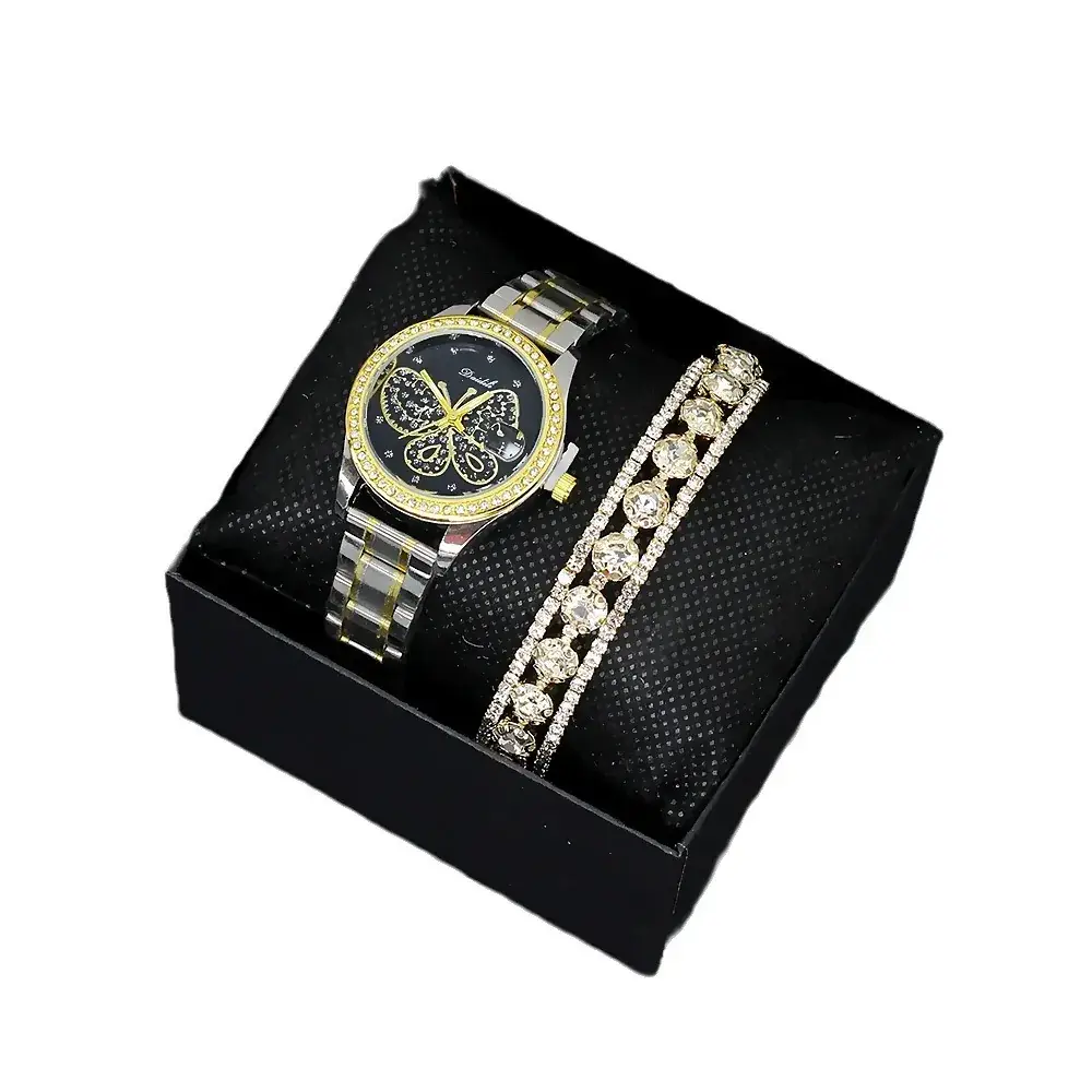 Women's Butterfly Dial Watch Silver Gold Chain - Image 8