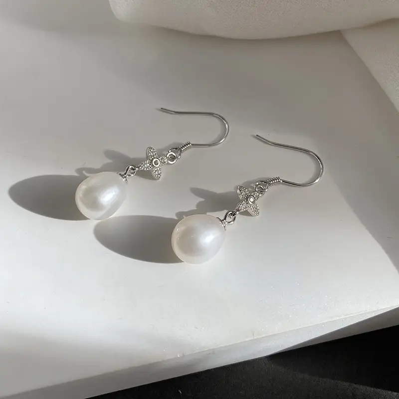 S925 Silver Pearl Drop Earrings for Women