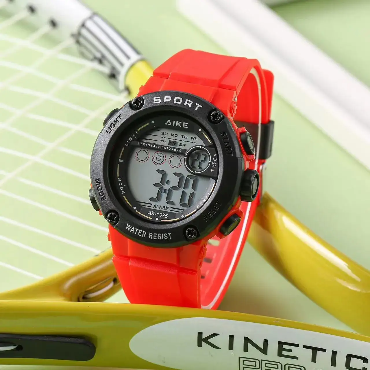Men's Green Digital Sport Watch with Water Resistant Design