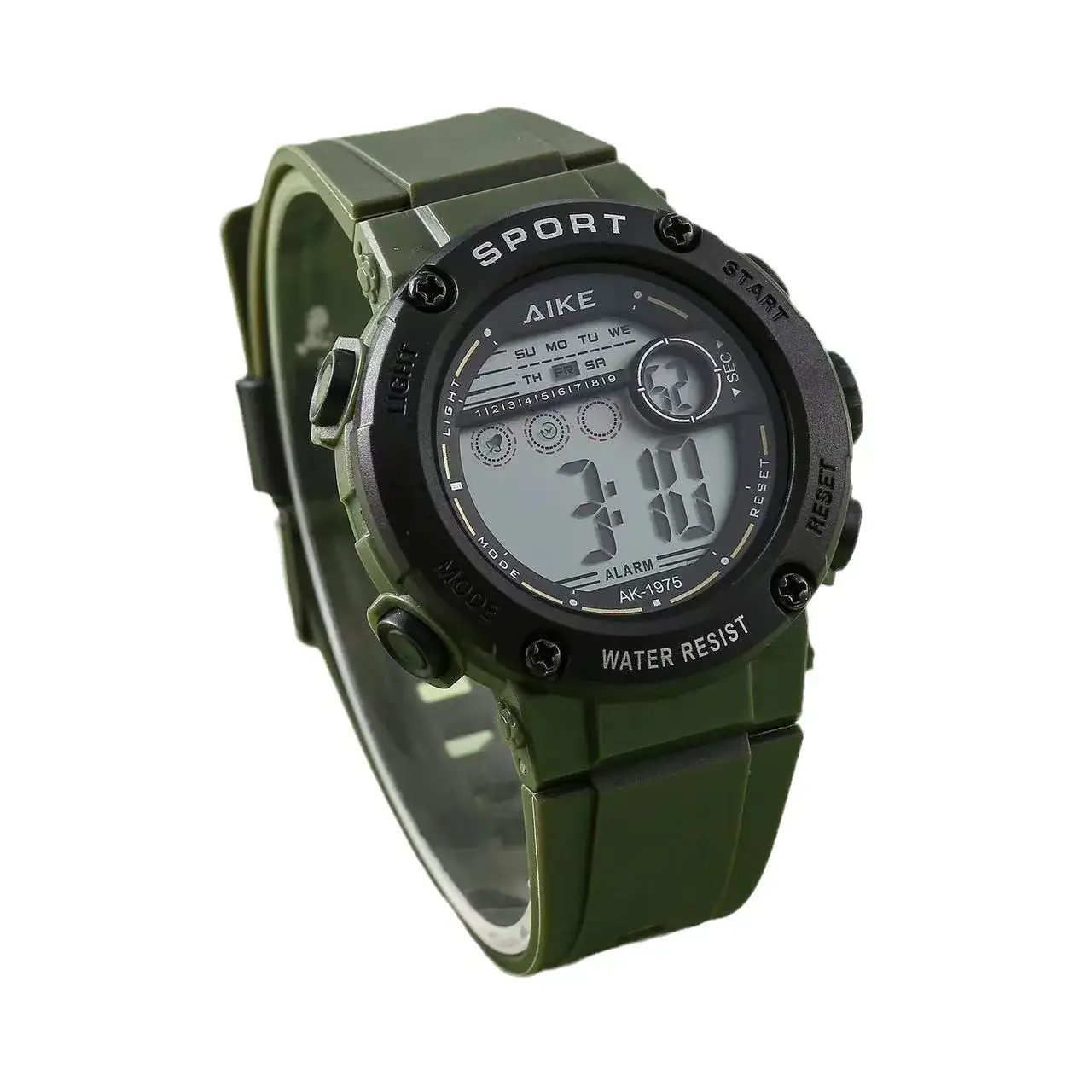 Men's Green Digital Sport Watch with Water Resistant Design