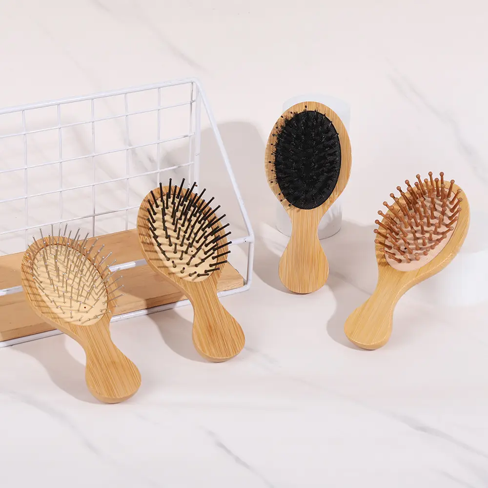 Bamboo Mini Hair Brushes for Women and Children