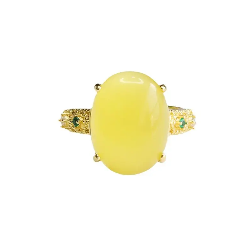 Yellow Honey Amber Finger Ring Court Style Factory Wholesale Dropshipping S3112903 - Image 6