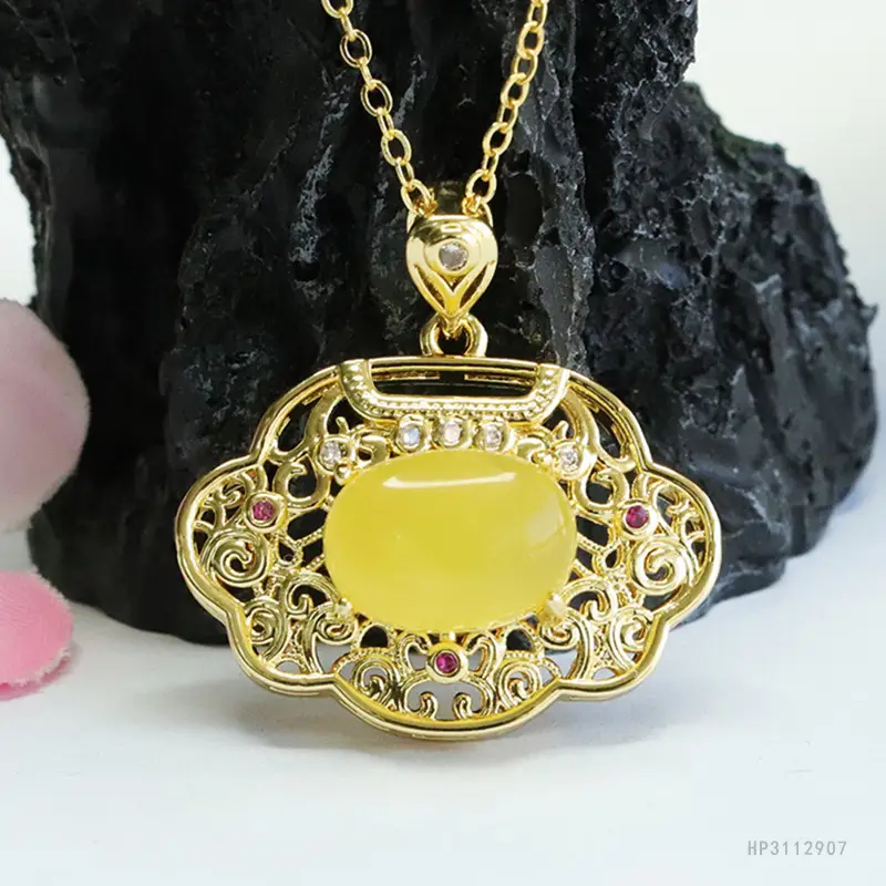 Yellow Amber Necklace with Heart Pendant Wholesale Dropshipping — feature 7