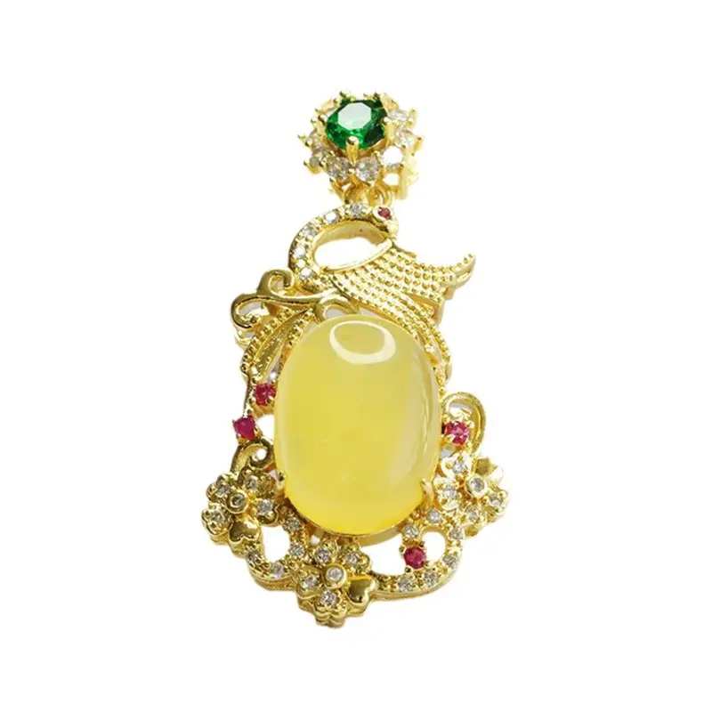Guan Yu Phoenix Necklace with Natural Amber Pendant - Image 6