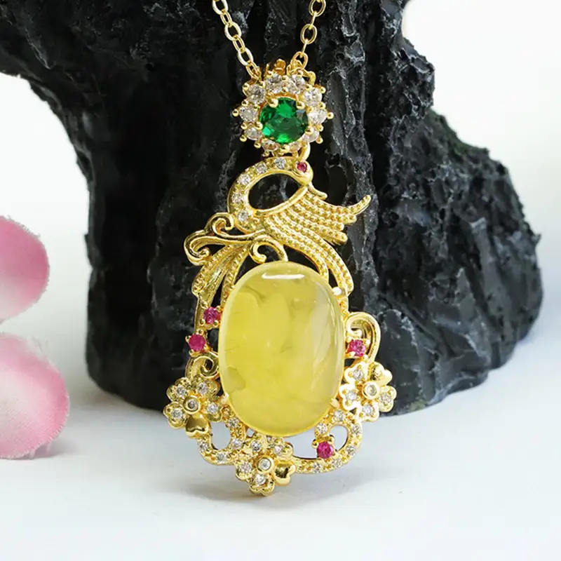 Guan Yu Phoenix Necklace with Natural Amber Pendant — feature 7