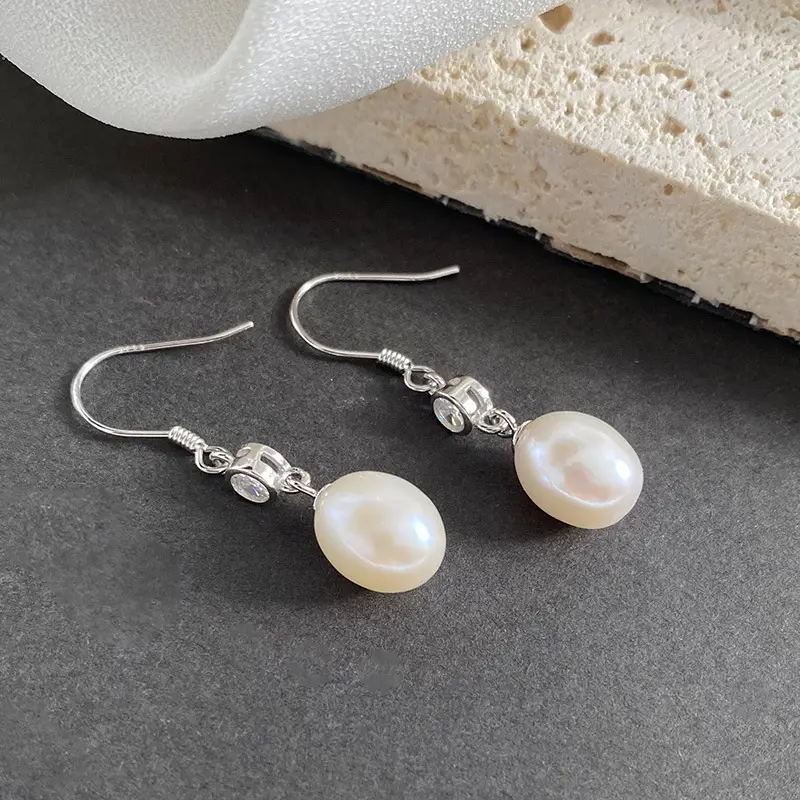 S925 Silver Pearl Drop Earrings for Women - Image 3