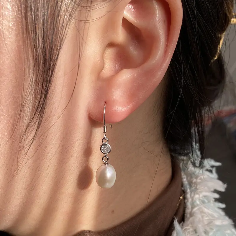S925 Silver Pearl Drop Earrings for Women - Image 5