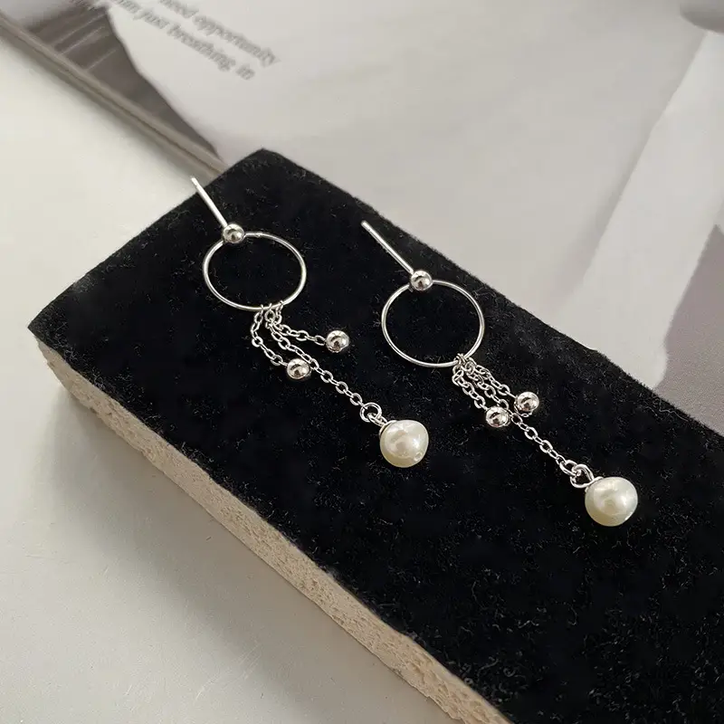 S925 Silver Pearl Tassel Earrings for Women - Image 4