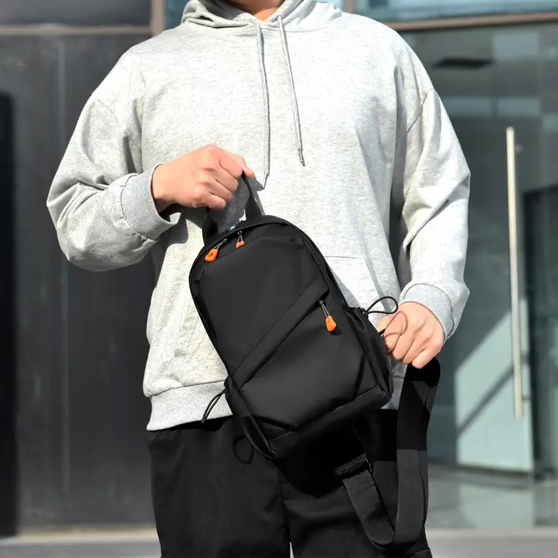 Men's Black Casual Crossbody Computer Bag - Image 5