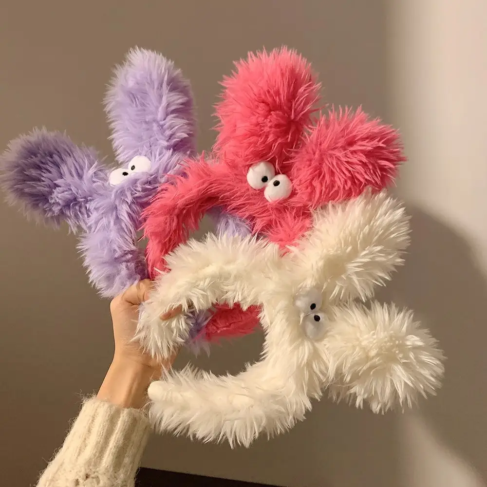 Pink Furry Headband with Long Ears for Girls - Image 5