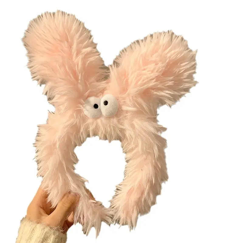 Pink Furry Headband with Long Ears for Girls - Image 6