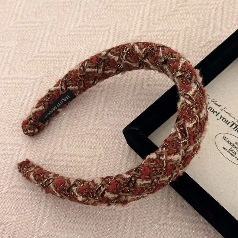 Autumn Winter Red Velvet Bow Headband for Women - Image 12