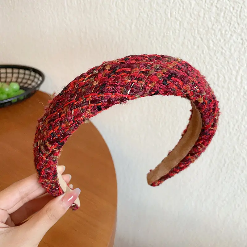 Autumn Winter Red Velvet Bow Headband for Women - Image 2