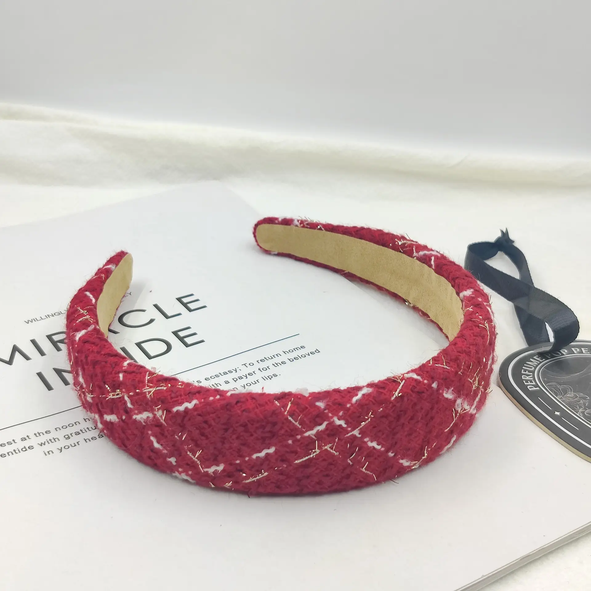 Autumn Winter Red Velvet Bow Headband for Women - Image 20
