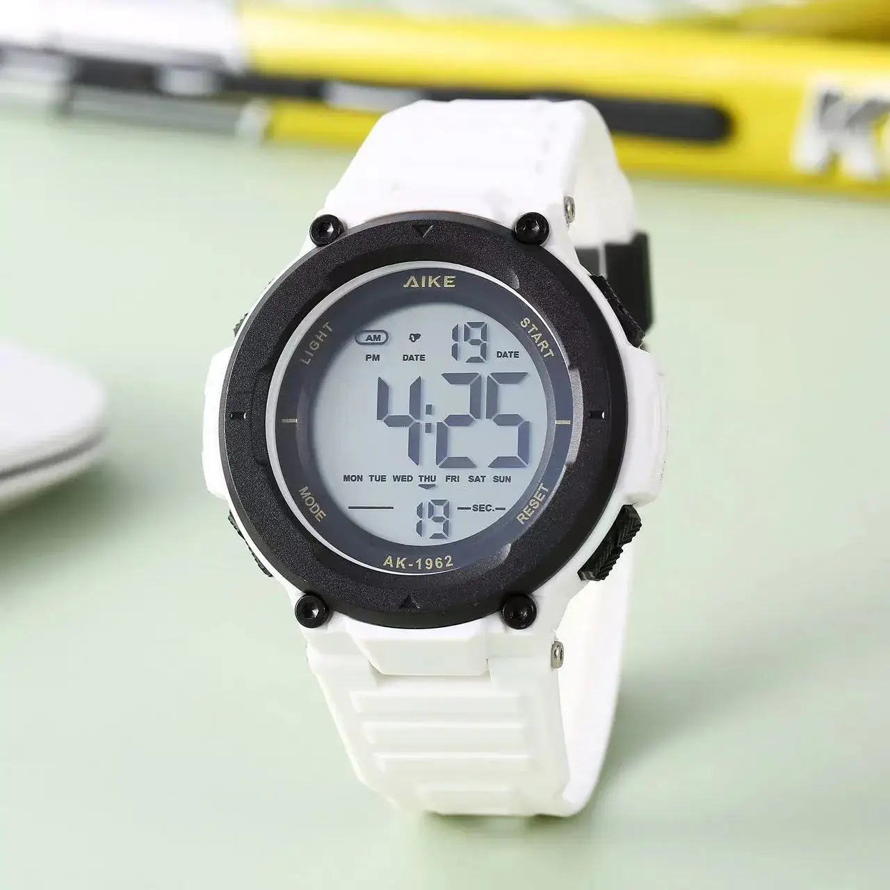 Aike1962 Men's Digital Clear Sports Watch Brown Strap