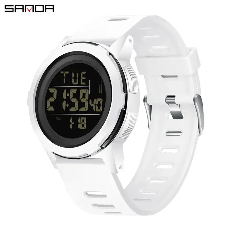Sanda Digital Watch White 21:59 Display - Image 2