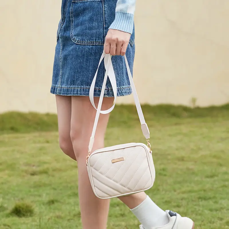 Red Quilted Embroidered Crossbody Bag for Women
