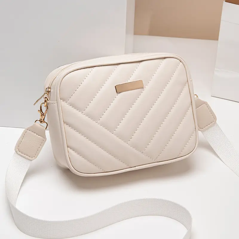 Red Quilted Embroidered Crossbody Bag for Women