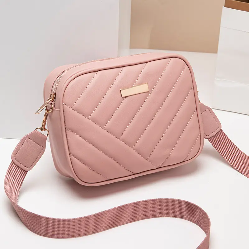 Red Quilted Embroidered Crossbody Bag for Women