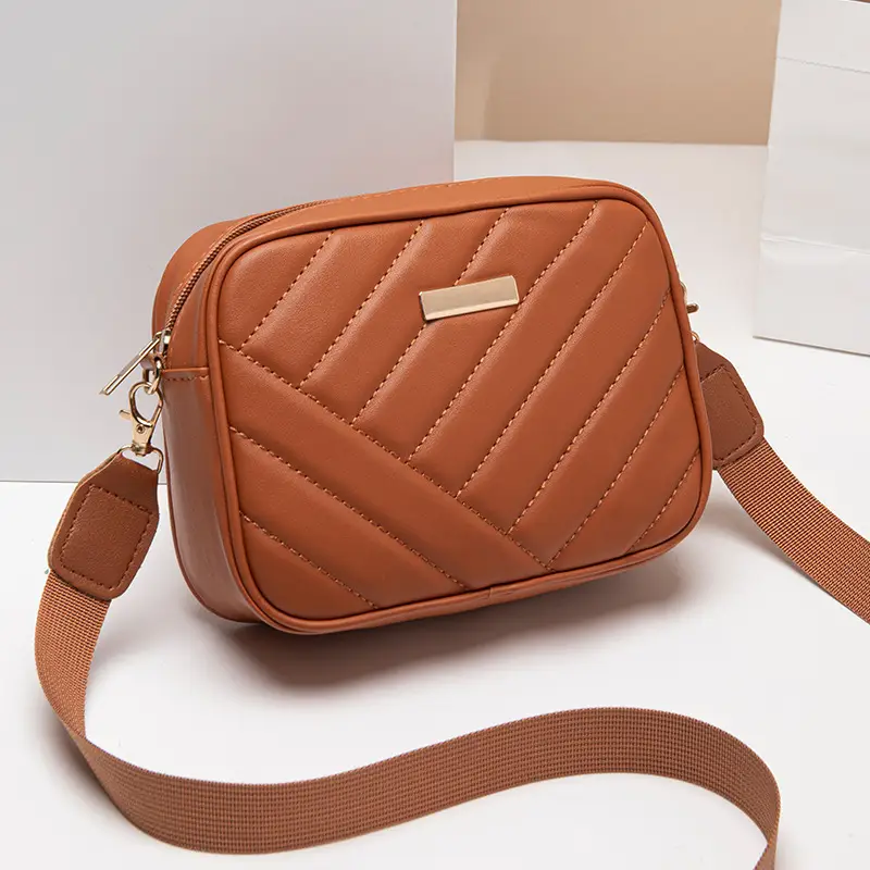 Red Quilted Embroidered Crossbody Bag for Women