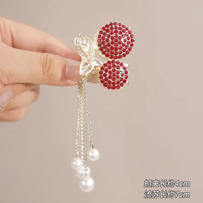Red Rose Hairpin for Women High End Shark Clip - Image 2
